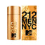 Refect Beauty Carolina Herrera 212 NYC MTV men's eau de toilette in a metallic gold cylindrical bottle and box.