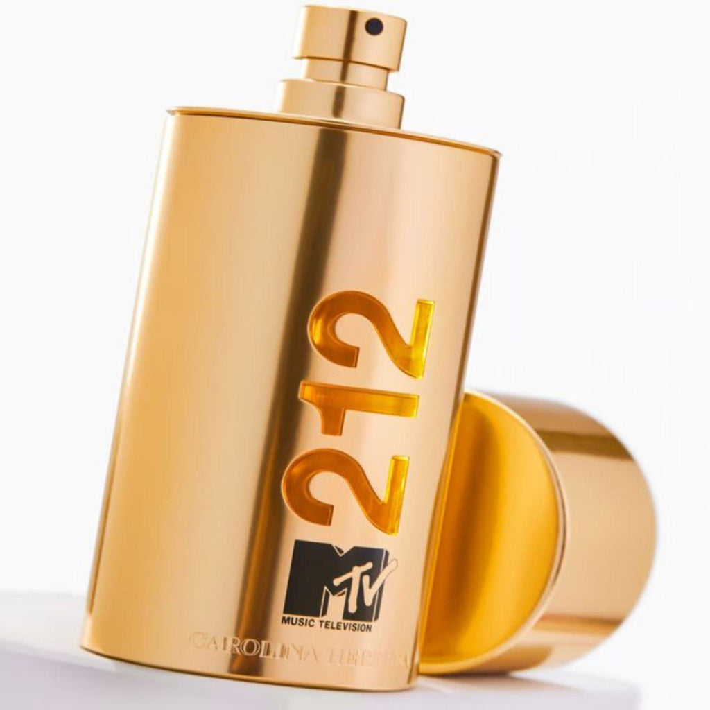 Refect Beauty Carolina Herrera 212 NYC MTV limited edition gold cylindrical eau de toilette bottle for men
