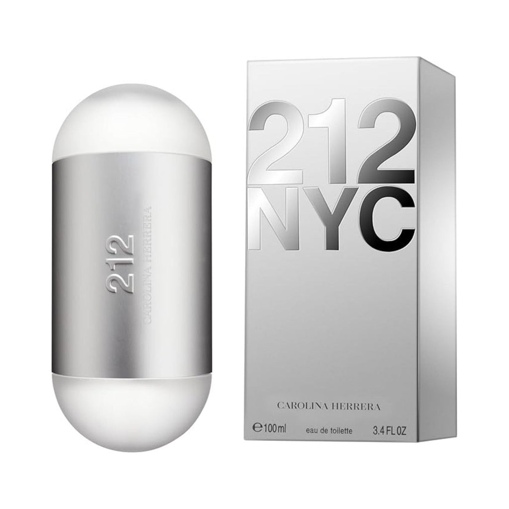 Refect Beauty Carolina Herrera 212 NYC Eau de Toilette bottle and silver packaging box for women
