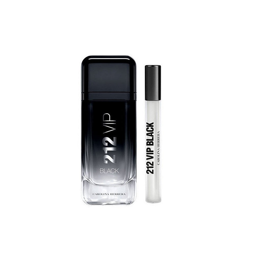 Refect Beauty Carolina Herrera 212 VIP Black fragrance gift set with 100ml bottle and 10ml travel spray for men.