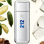 Refect Beauty Carolina Herrera 212 VIP Men Eau de Toilette in a sleek silver bottle with lime and ice accents.