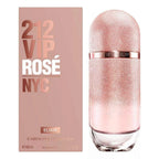 Refect Beauty Carolina Herrera 212 VIP Rose Elixir eau de parfum bottle and box with glittery pink gradient finish.