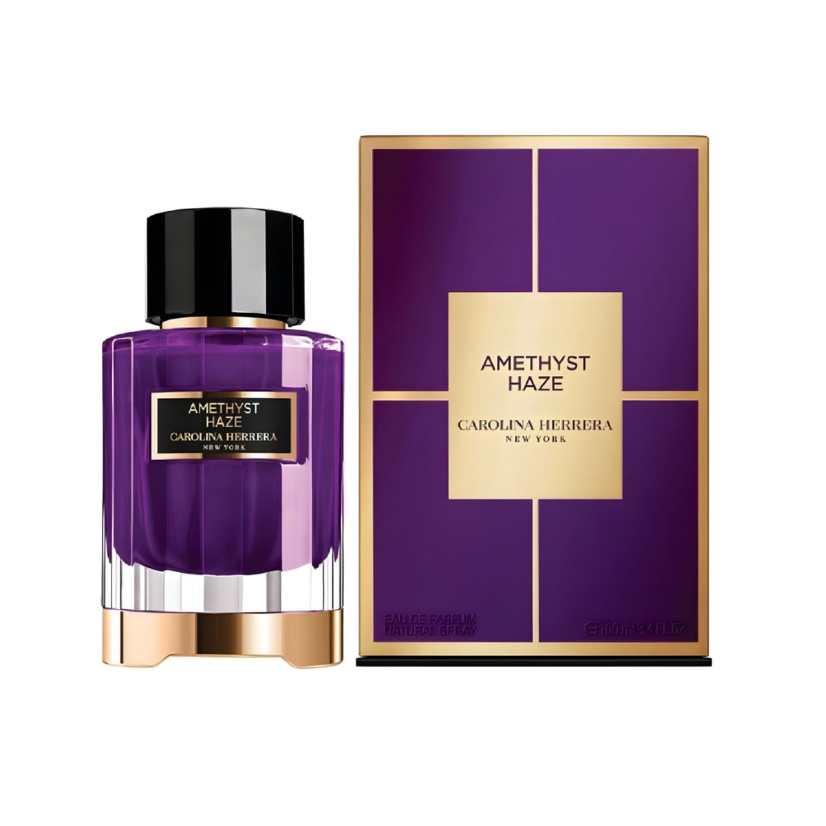Refect Beauty Carolina Herrera Amethyst Haze unisex eau de parfum bottle and purple box packaging