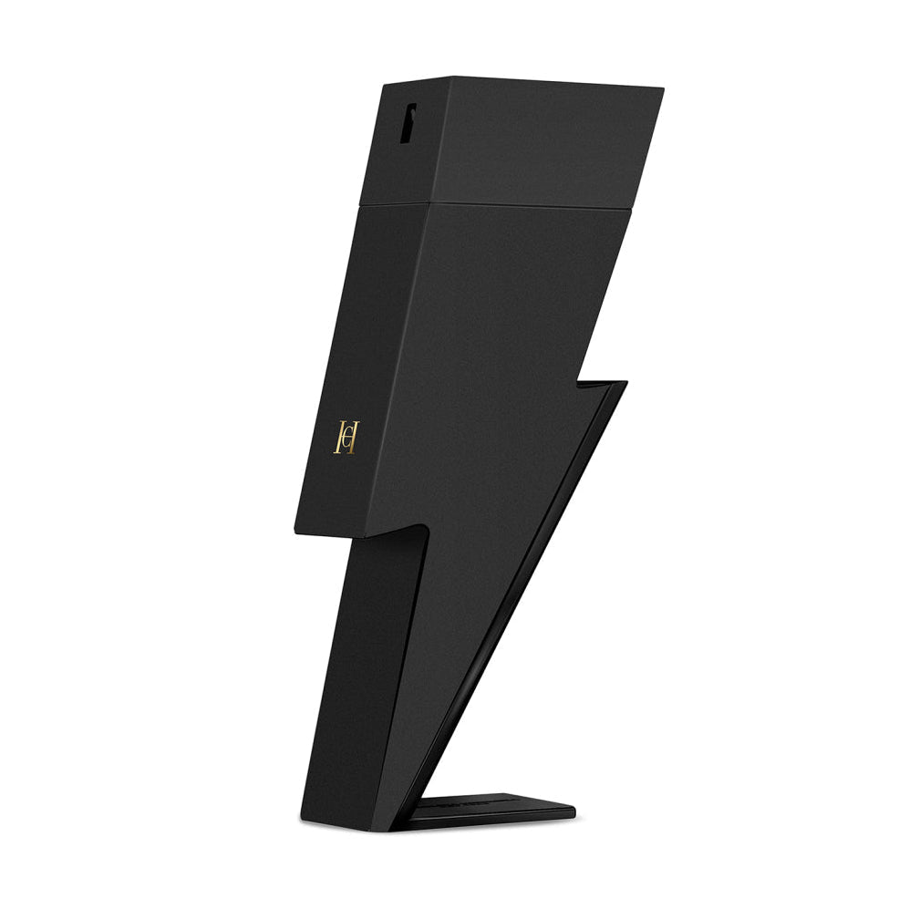 Refect Beauty Carolina Herrera Bad Boy Le Parfum in a matte black lightning bolt bottle with gold logo detail.