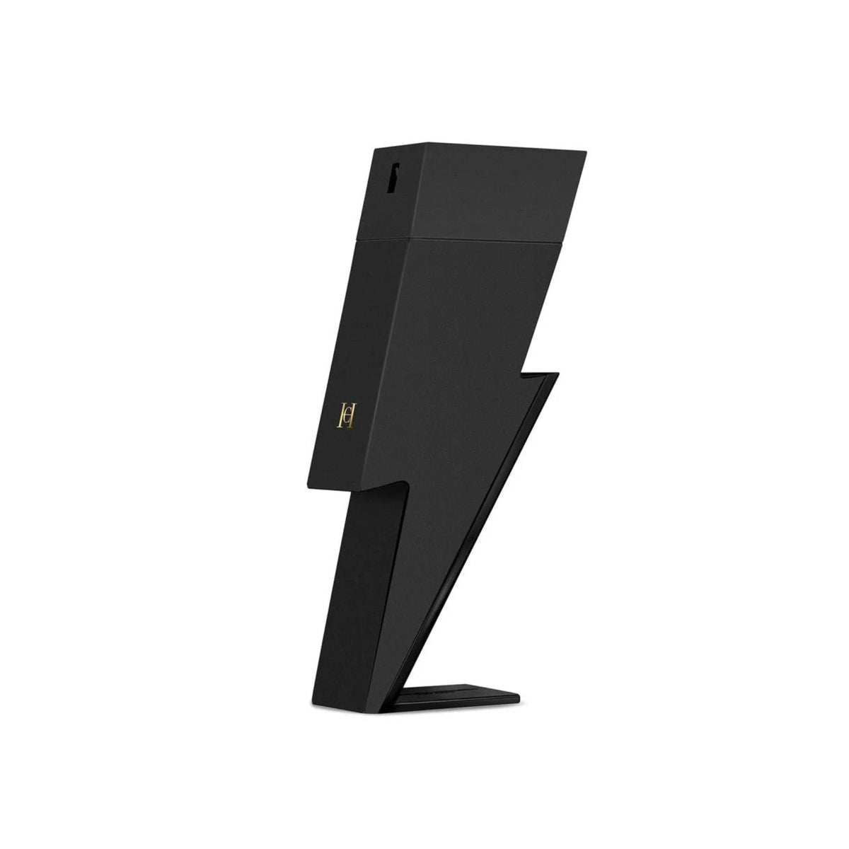 Refect Beauty Carolina Herrera Bad Boy Le Parfum in a distinctive matte black lightning bolt shaped bottle.