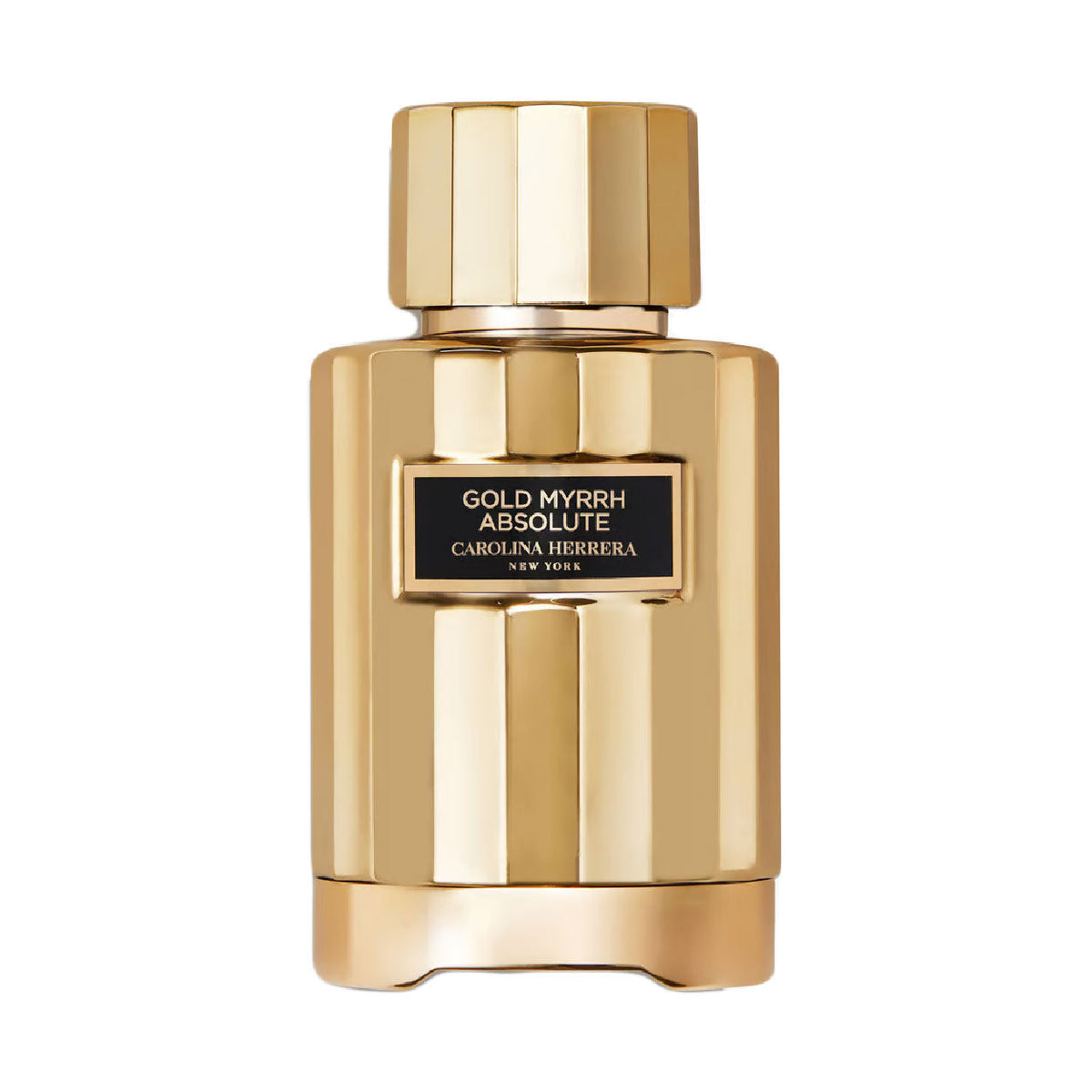 Refect Beauty Carolina Herrera Gold Myrrh Absolute unisex eau de parfum in a luxurious metallic gold glass bottle.