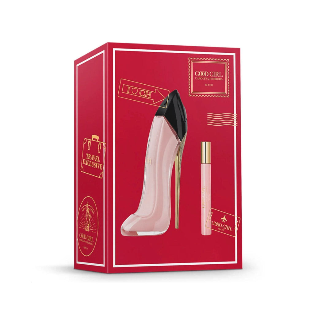 Refect Beauty Carolina Herrera Good Girl Blush perfume gift set with stiletto bottle and travel spray in red box