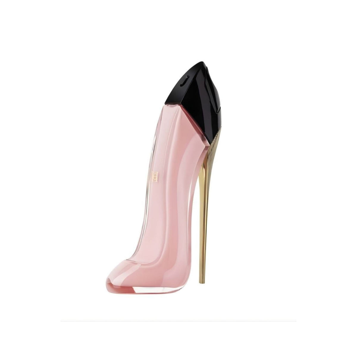 Refect Beauty Carolina Herrera Good Girl Blush perfume in a pastel pink stiletto bottle with a gold heel