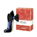 Refect Beauty Carolina Herrera Good Girl Bowtastic perfume bottle shaped like a stiletto with a black bow and gift box.