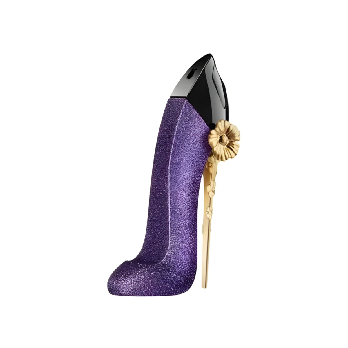 Refect Beauty Carolina Herrera Good Girl Dazzling Garden perfume in a purple glitter stiletto bottle with gold flower