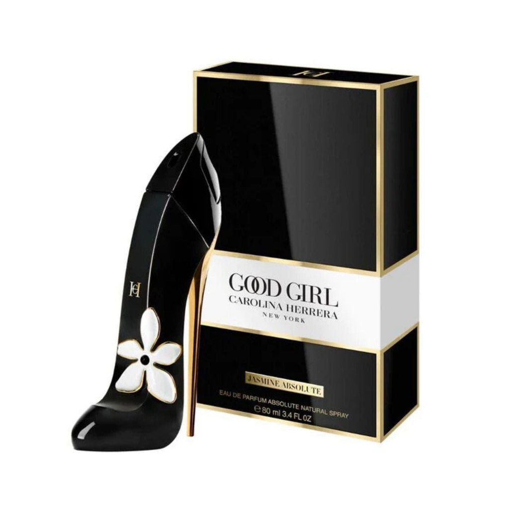 Refect Beauty Carolina Herrera Good Girl Jasmine Absolute perfume bottle shaped like a black high heel with gold heel 80ml