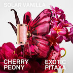 Refect Beauty Carolina Herrera La Bomba perfume bottle shaped like a butterfly surrounded by peony and dragon fruit