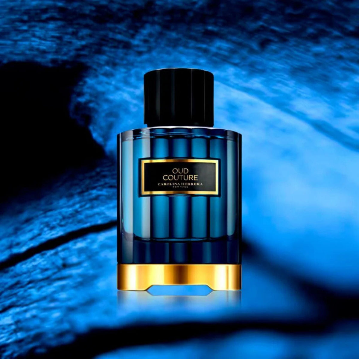 Refect Beauty Carolina Herrera Oud Couture unisex eau de parfum in a blue glass bottle with a gold base