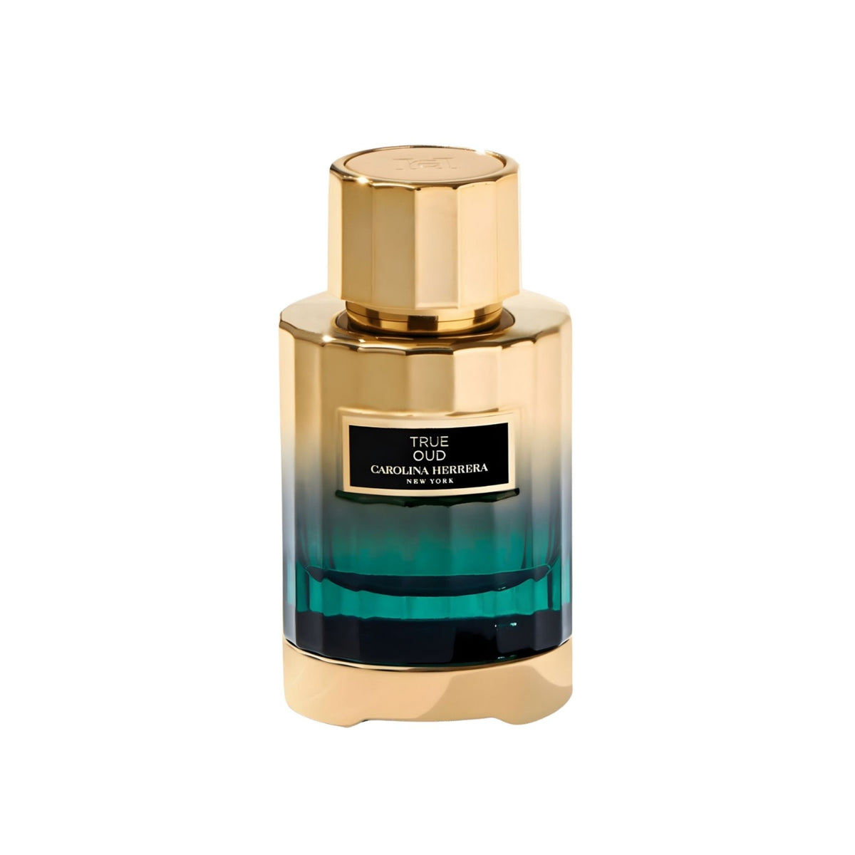 Refect Beauty Carolina Herrera True Oud unisex eau de parfum in a gold and emerald green glass bottle
