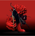 Refect Beauty Carolina Herrera Very Good Girl Elixir perfume bottle shaped like a stiletto with red roses and cherries