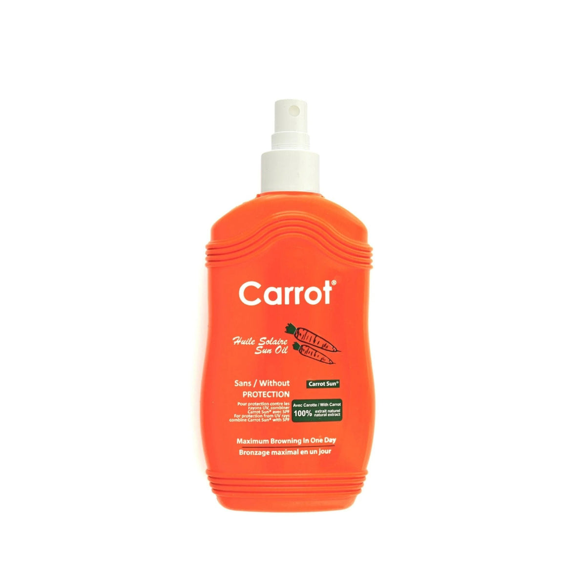 Refect Beauty Carrot Sun tanning oil spray in an orange bottle for a radiant sun-kissed glow.