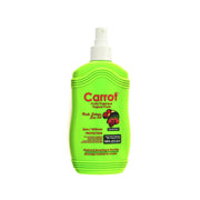 Refect Beauty Carrot Sun Tropical Fruit tanning oil spray in a bright green bottle for a sun-kissed glow.