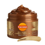 Refect Beauty Carroten Gold Shimmer Intense Tanning Gel in a brown jar with a wooden applicator scoop