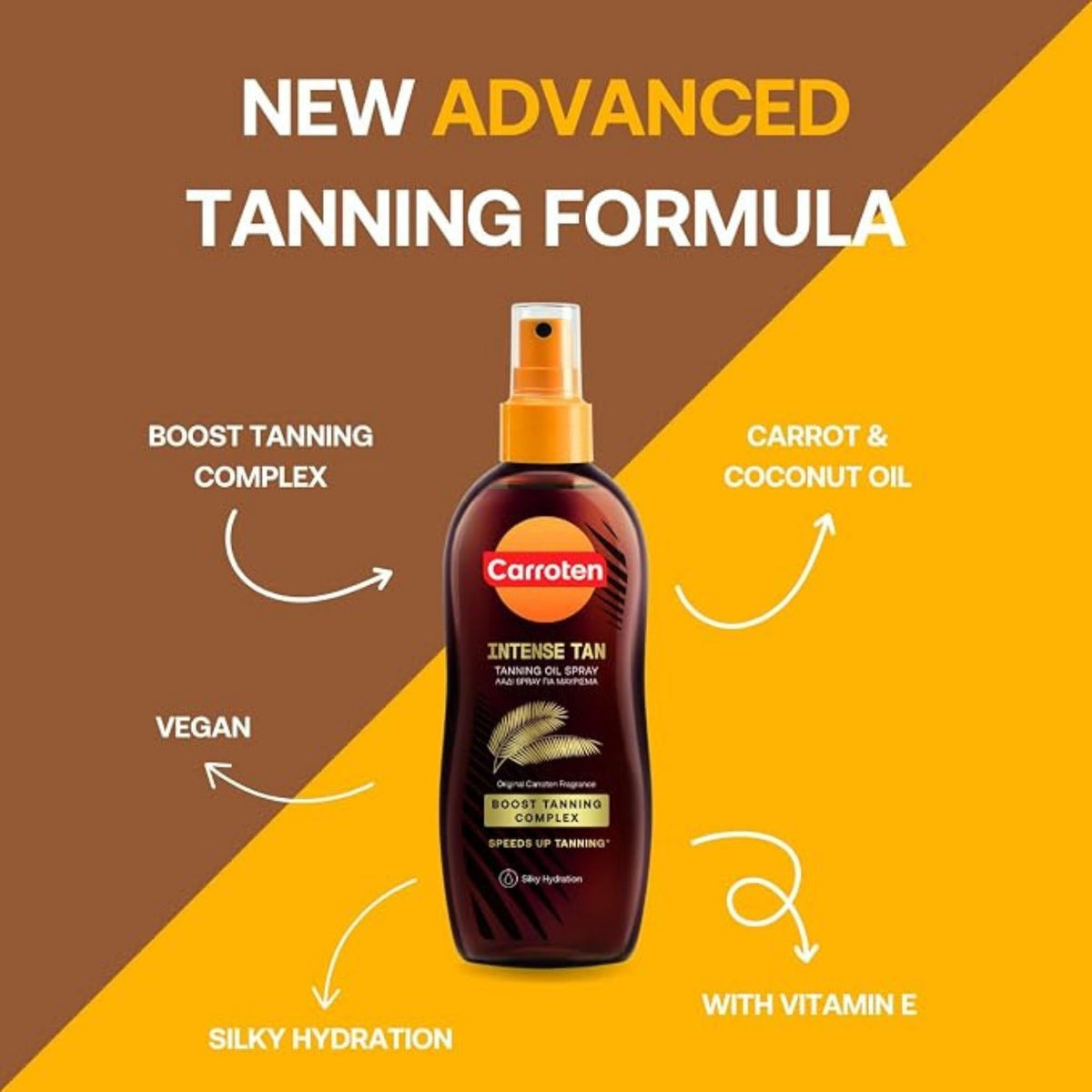 Refect Beauty Carroten Intensive Tanning Oil spray bottle with carrot and coconut oil formula for radiant skin