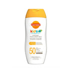 Refect Beauty Carroten Kids SPF 50 face and body suncare milk in a white bottle with a yellow flip-top cap.
