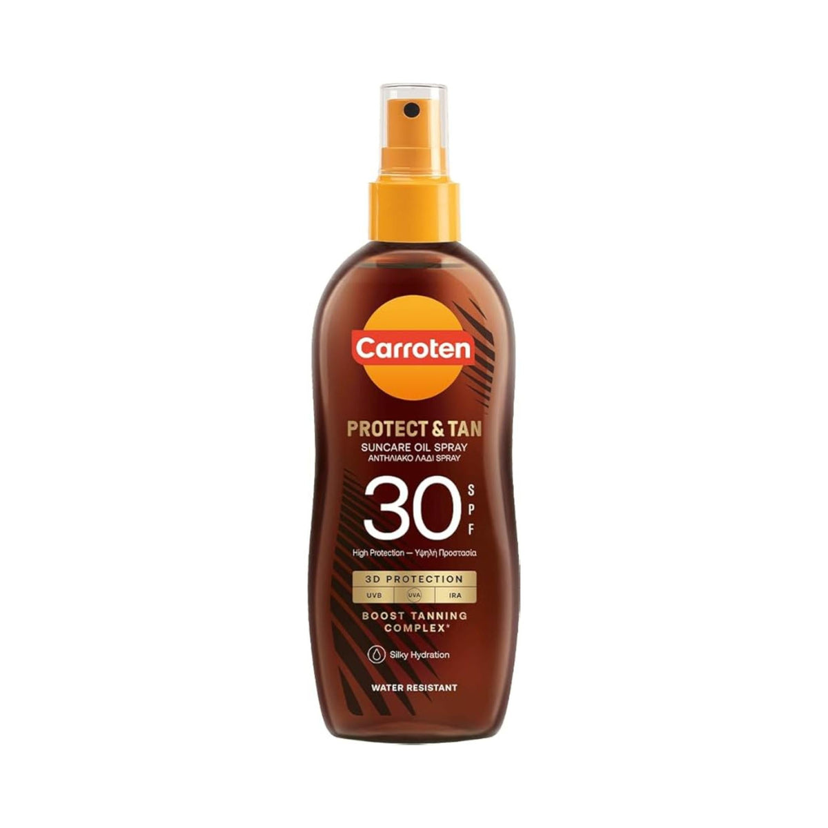 Refect Beauty Carroten Protect & Tan SPF 30 oil spray bottle for sun protection and enhanced tanning.