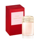 Refect Beauty Cartier Baiser Volé Eau de Parfum in a glass bottle with a gold cap next to its red presentation box