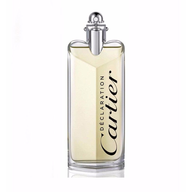 Refect Beauty Cartier Declaration Parfum for men in a tall, elegant glass bottle with a metallic silver cap.