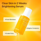 Refect Beauty Celimax Pore + Dark Spot Brightening Serum bottle with glowing yellow background and benefit text