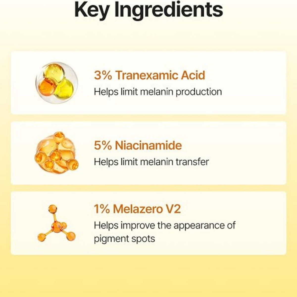 Refect Beauty Celimax brightening serum key ingredients list featuring Tranexamic Acid, Niacinamide, and Melazero V2.