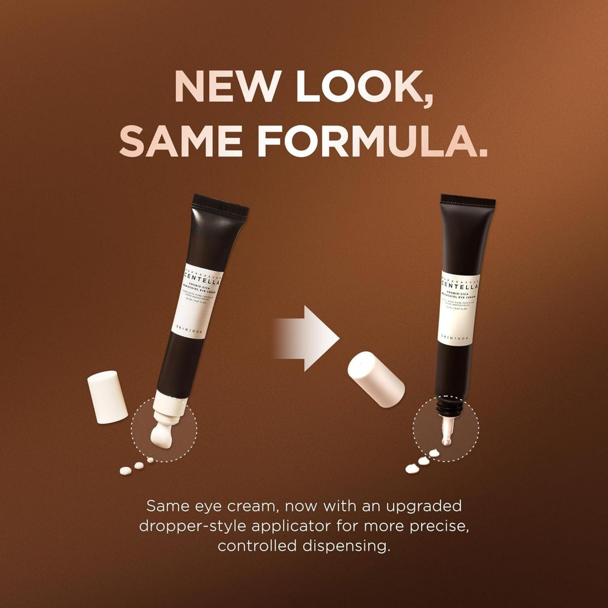 Refect Beauty Centella Probio-Cica Bakuchiol Eye Cream tubes showing the upgraded dropper-style applicator tip.