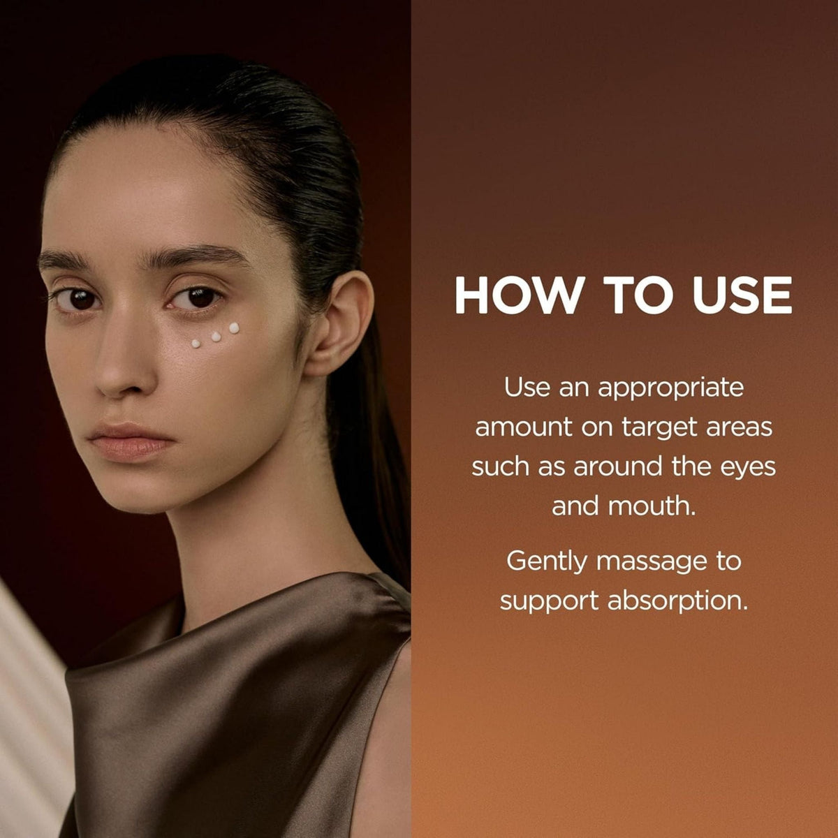 Refect Beauty Centella Probio-Cica Bakuchiol Eye Cream applied as small dots under the eye of a model