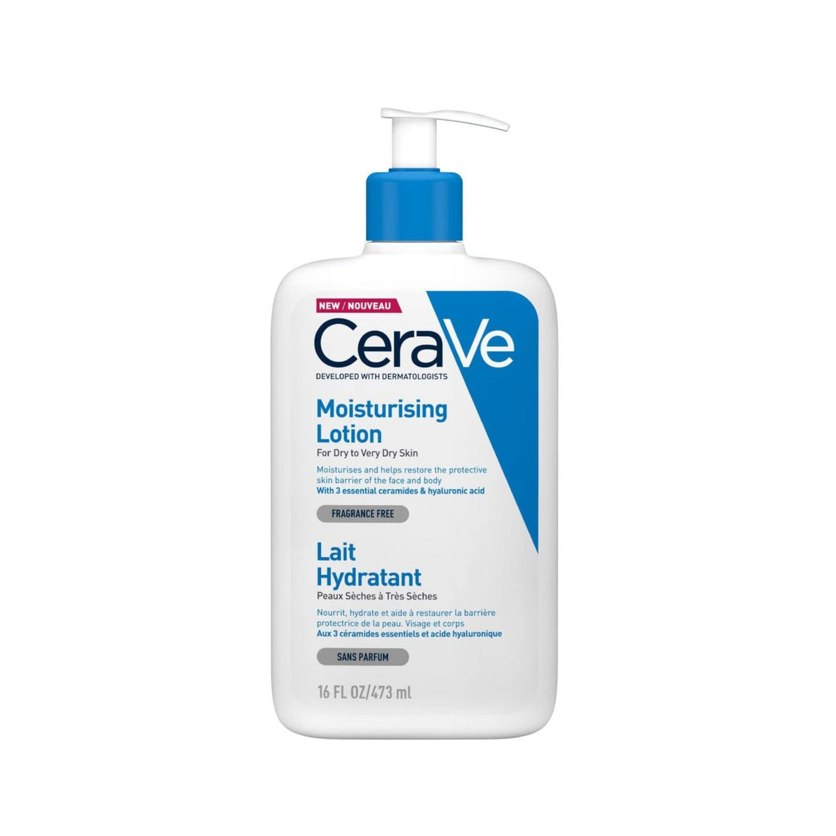 Refect Beauty CeraVe Daily Moisturizing Lotion in a white bottle with a blue pump for dry skin hydration.