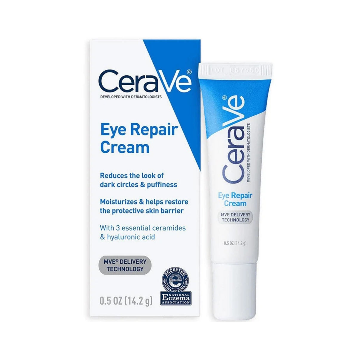 Refect Beauty CeraVe Eye Repair Cream tube and box for reducing dark circles and puffiness with ceramides