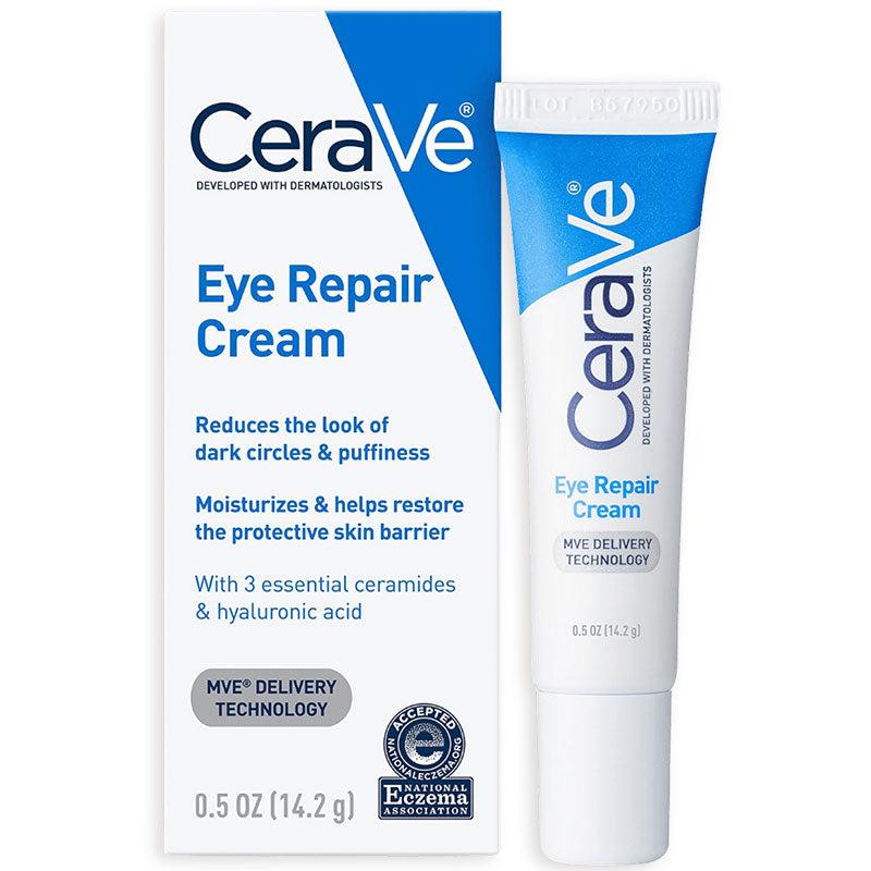 Refect Beauty CeraVe Eye Repair Cream tube and box packaging for dark circles and puffiness reduction