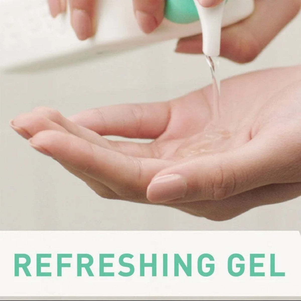 Refect Beauty CeraVe Foaming Facial Cleanser clear gel dispensed into a hand for normal to oily skin care