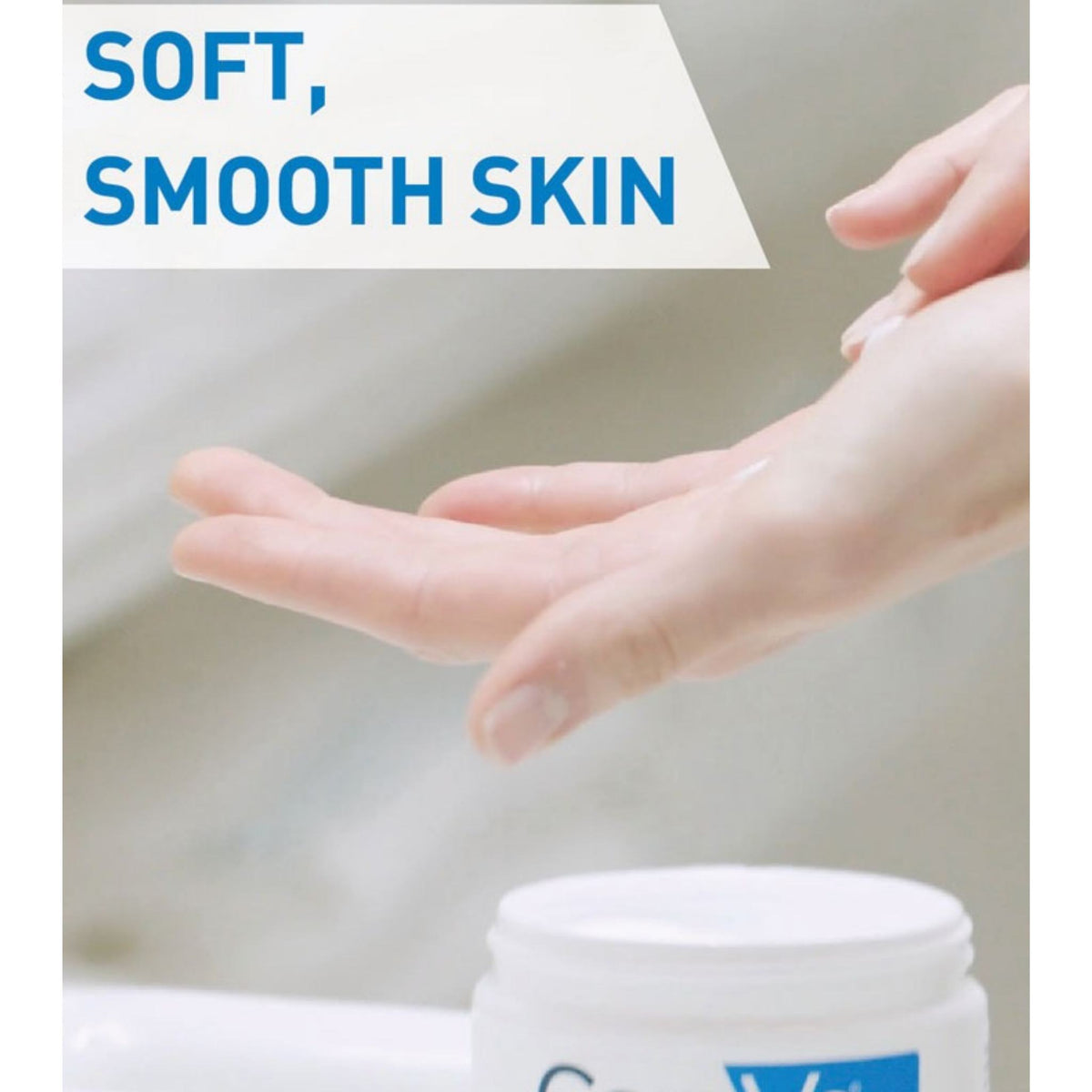 Refect Beauty CeraVe Moisturising Cream being applied to hands for soft, smooth skin, featuring a rich white texture.