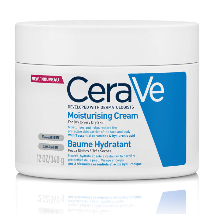 Refect Beauty CeraVe Moisturising Cream in a white 340g jar for dry to very dry skin with ceramides and hyaluronic acid