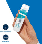 Refect Beauty CeraVe Resurfacing Retinol Serum bottle held in hand against a blue background