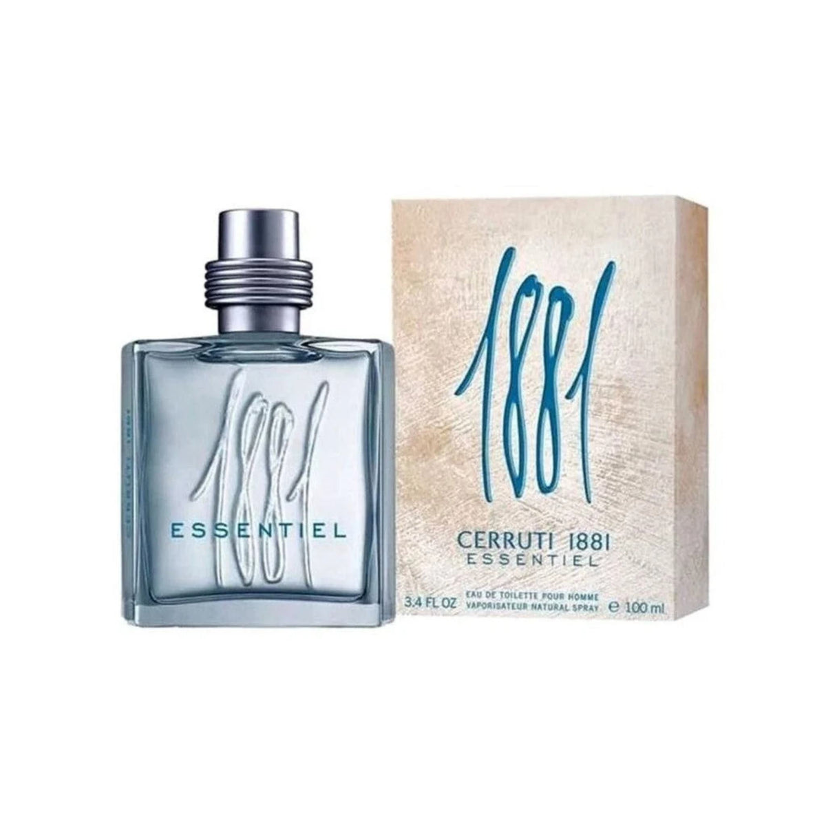 Refect Beauty Cerruti 1881 Essentiel Eau de Toilette 100ml bottle and box with blue branding on a white background.