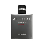 Refect Beauty Chanel Allure Homme Sport Eau Extreme fragrance bottle in a sleek grey glass design with black cap.