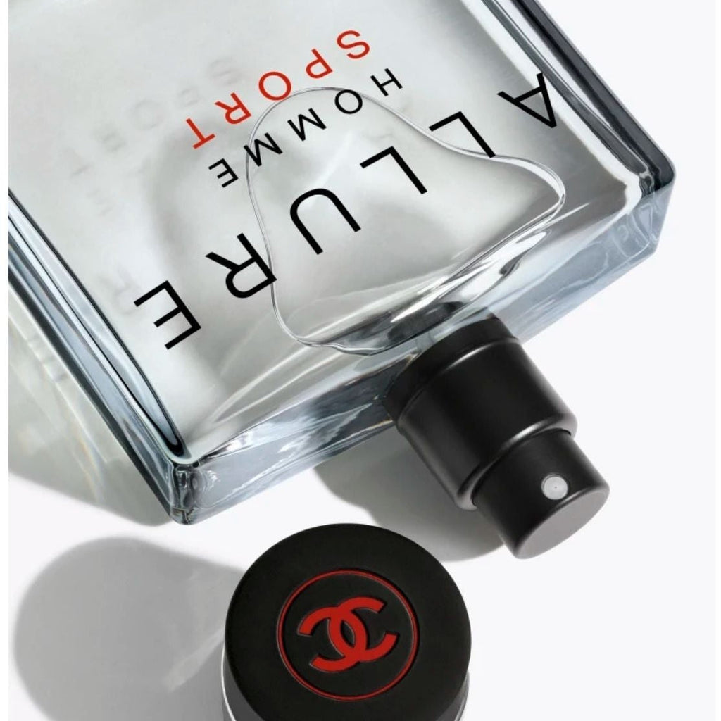Refect Beauty Chanel Allure Homme Sport Superleggera eau de parfum bottle in smoked glass with red logo detail