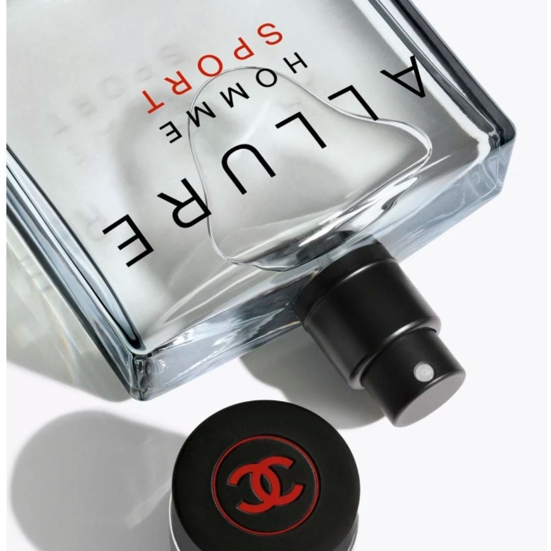 Refect Beauty Chanel Allure Homme Sport Superleggera eau de parfum bottle in smoked glass with red logo detail