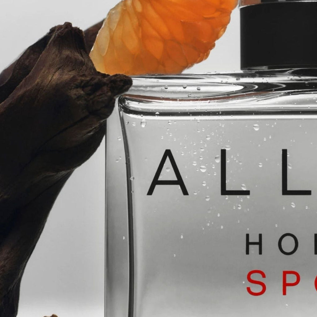 Refect Beauty Chanel Allure Homme Sport Superleggera perfume bottle in clear smoked glass with red lettering