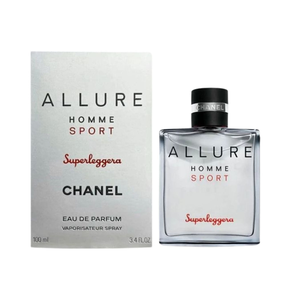 Refect Beauty Chanel Allure Homme Sport Superleggera Eau de Parfum bottle and box with red signature lettering