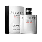 Refect Beauty Chanel Allure Homme Sport Eau de Toilette 100ml bottle and box, a fresh woody spicy fragrance for men.