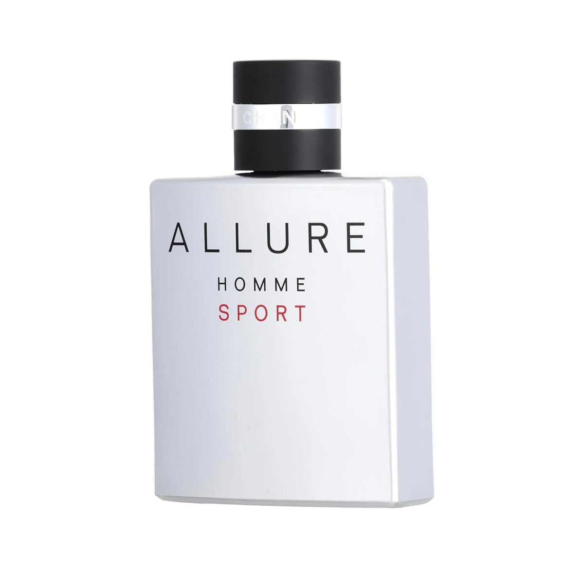 Refect Beauty Chanel Allure Homme Sport Eau de Toilette in a sleek silver bottle with a black cap.