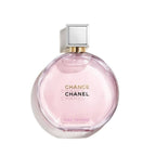 Refect Beauty Chanel Chance Eau Tendre perfume in a round glass bottle with soft pink liquid and a silver cap.