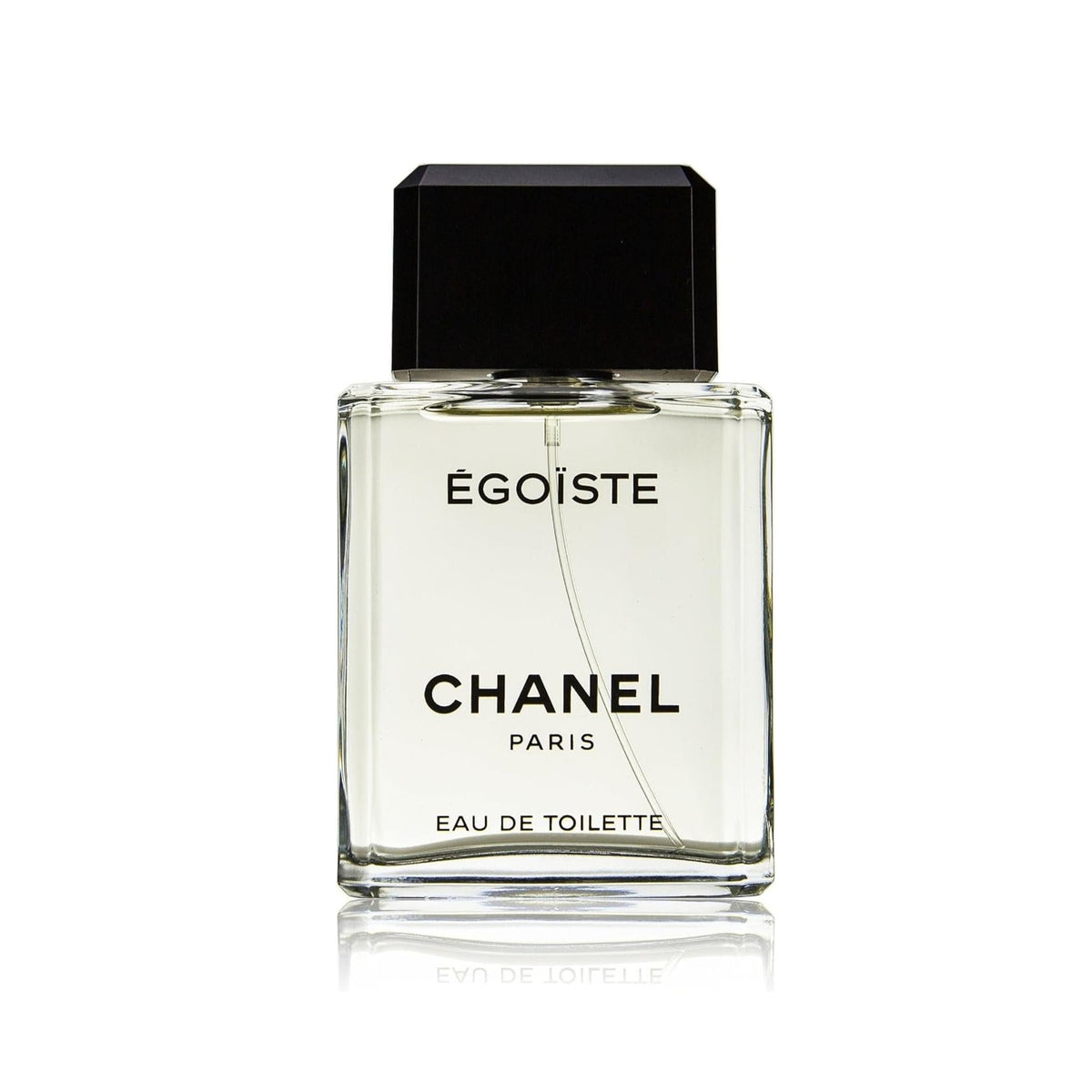 Refect Beauty CHANEL ÉGOÏSTE Eau de Toilette in a clear glass bottle with a black cap against a white background.