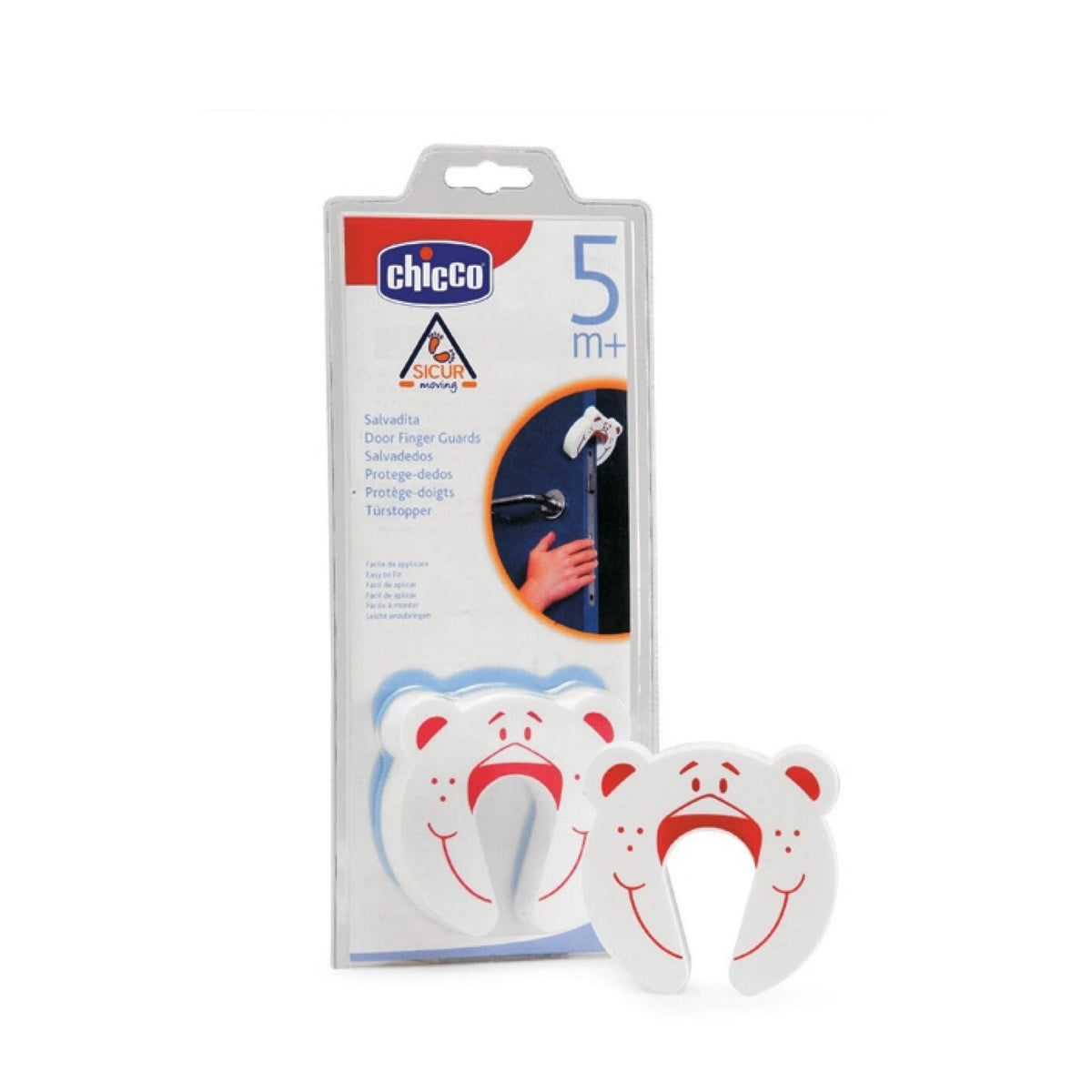 Refect Beauty Chicco Salvadita white bear-shaped EVA foam door finger guards in retail packaging for baby safety