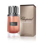 Refect Beauty Chopard Rose Malaki Eau de Parfum bottle and box featuring a rose-tinted glass and metallic cap.
